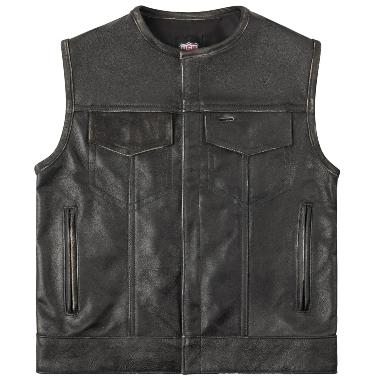 Legendary 'Neckless Outlaw' Men's Aged Leather Motorcycle Vest