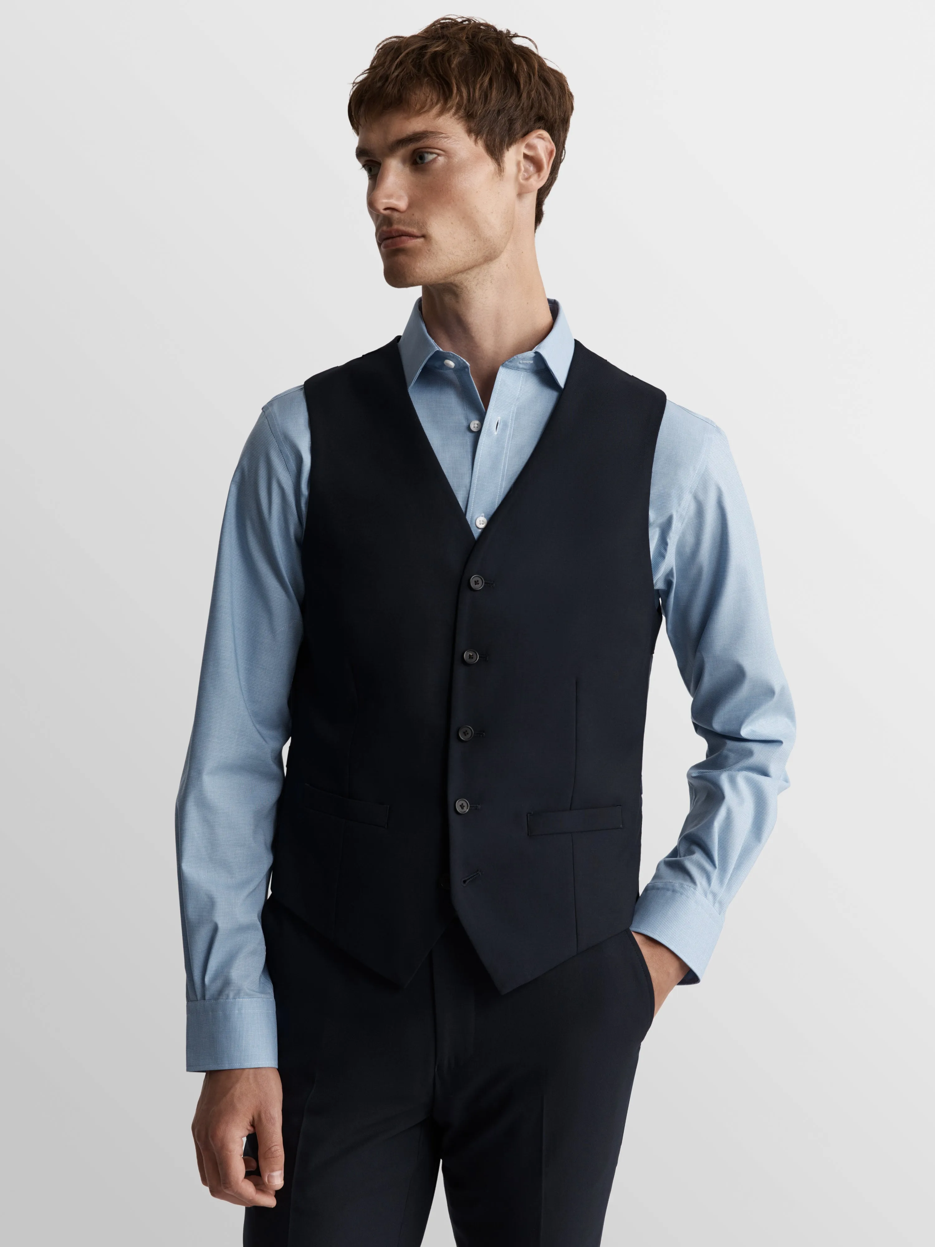 Leo Italian Luxury Slim Navy Waistcoat