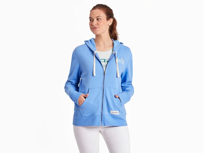 Life is Good Women's Simply True Fleece Zip Hoodie - Retro Mountains