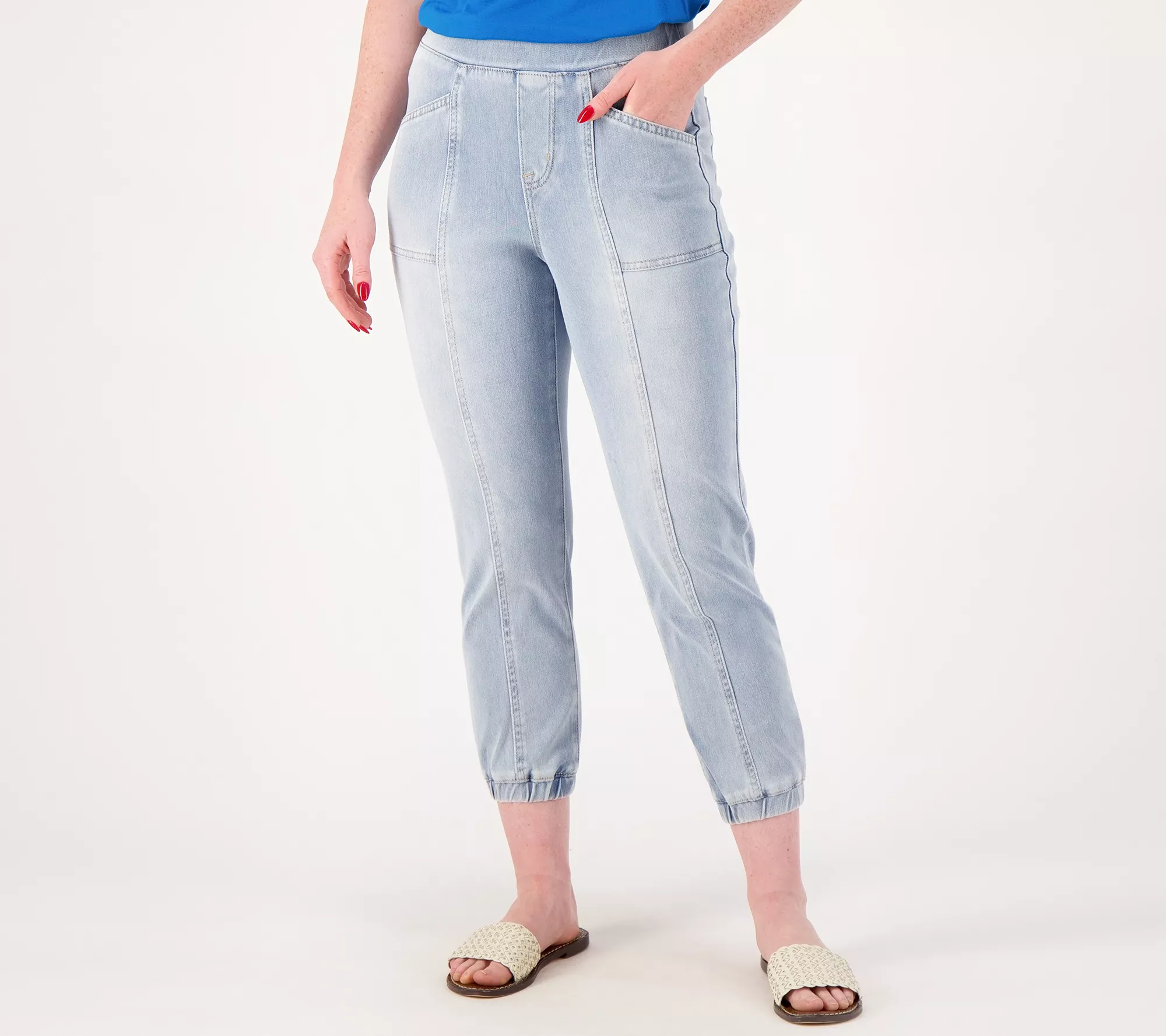 LOGO by Lori Goldstein Tall Knit Denim Utlilty Joggers