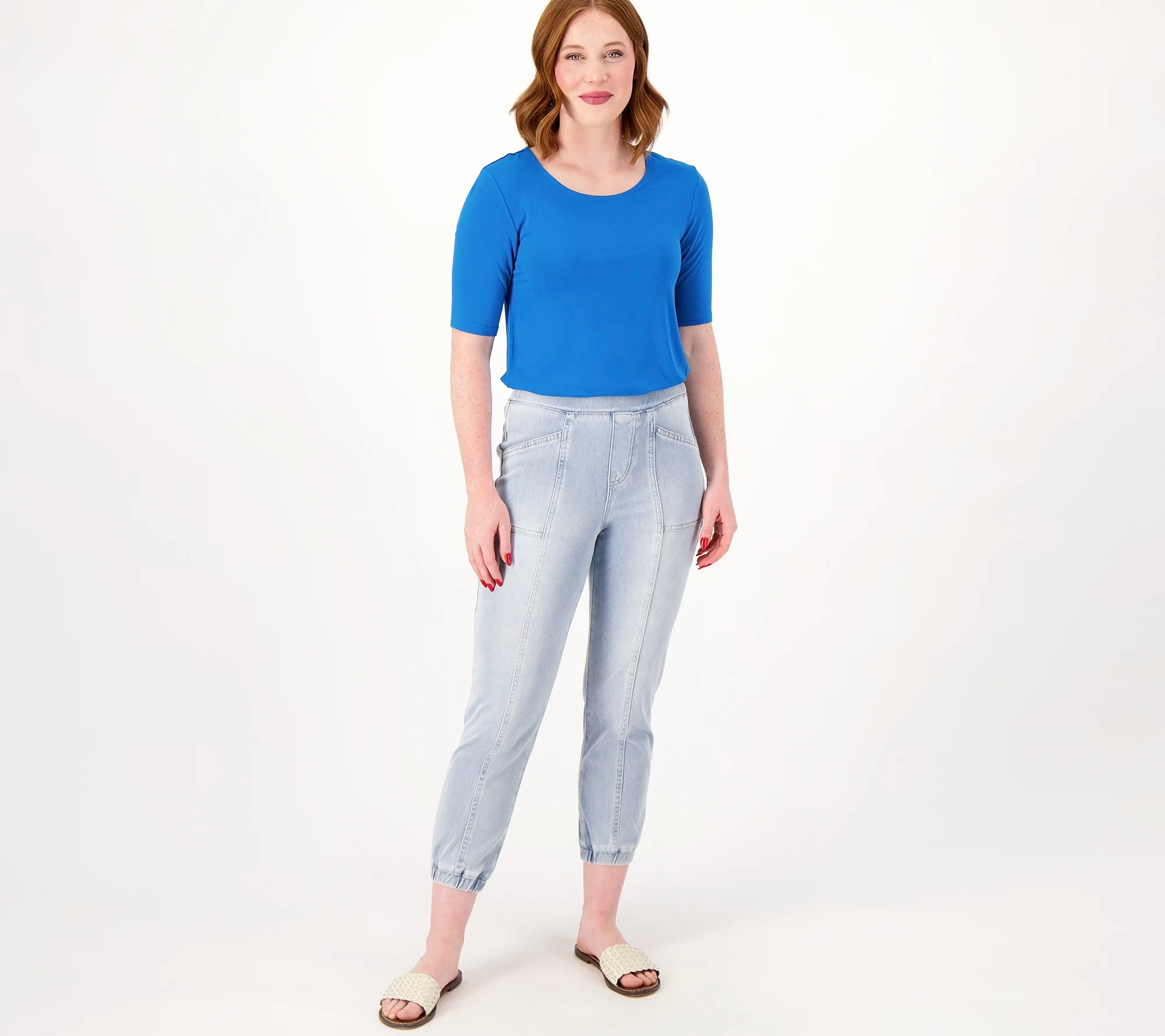 LOGO by Lori Goldstein Tall Knit Denim Utlilty Joggers