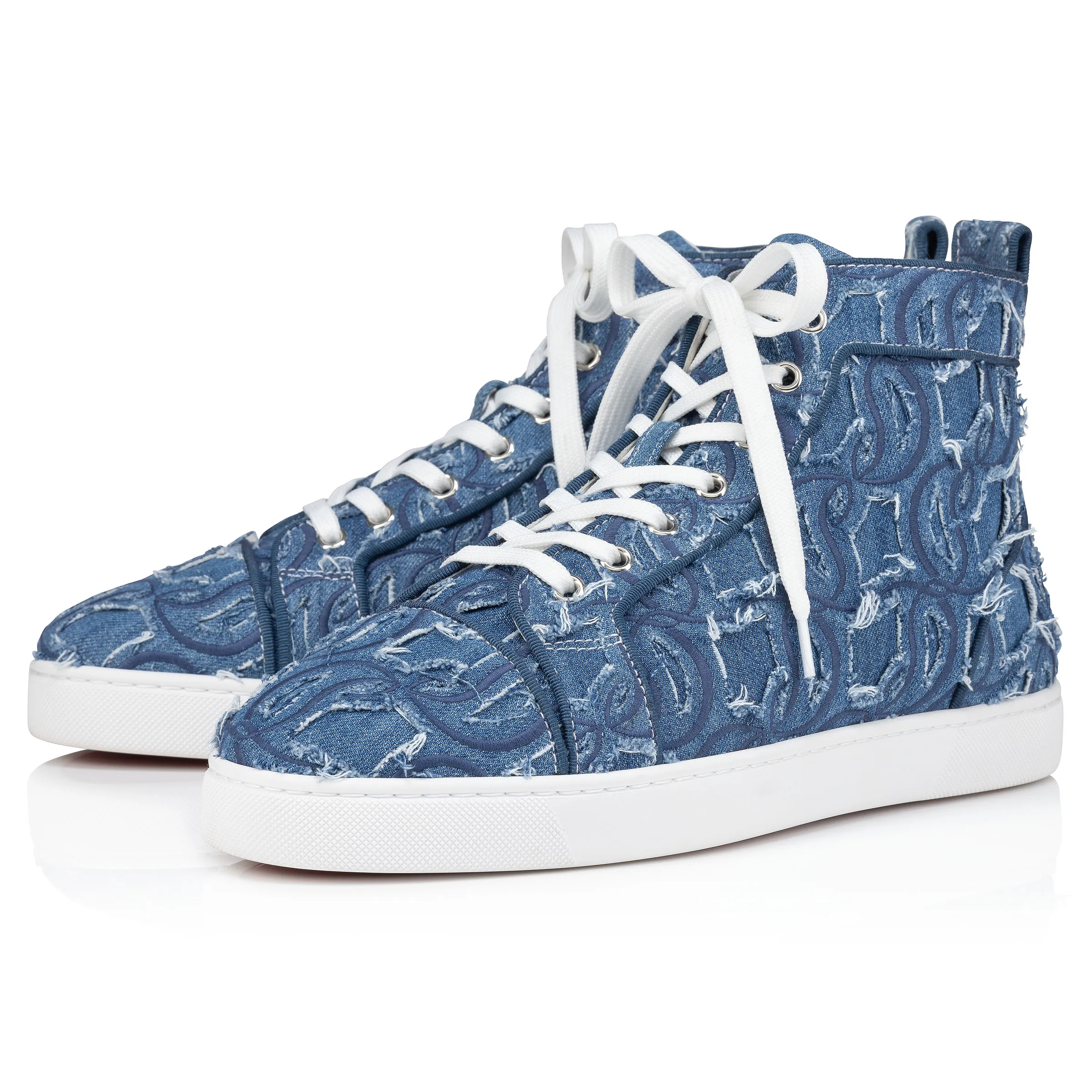 Louis High-Top Sneakers - Denim Louboutin embroidered - Denim - Men