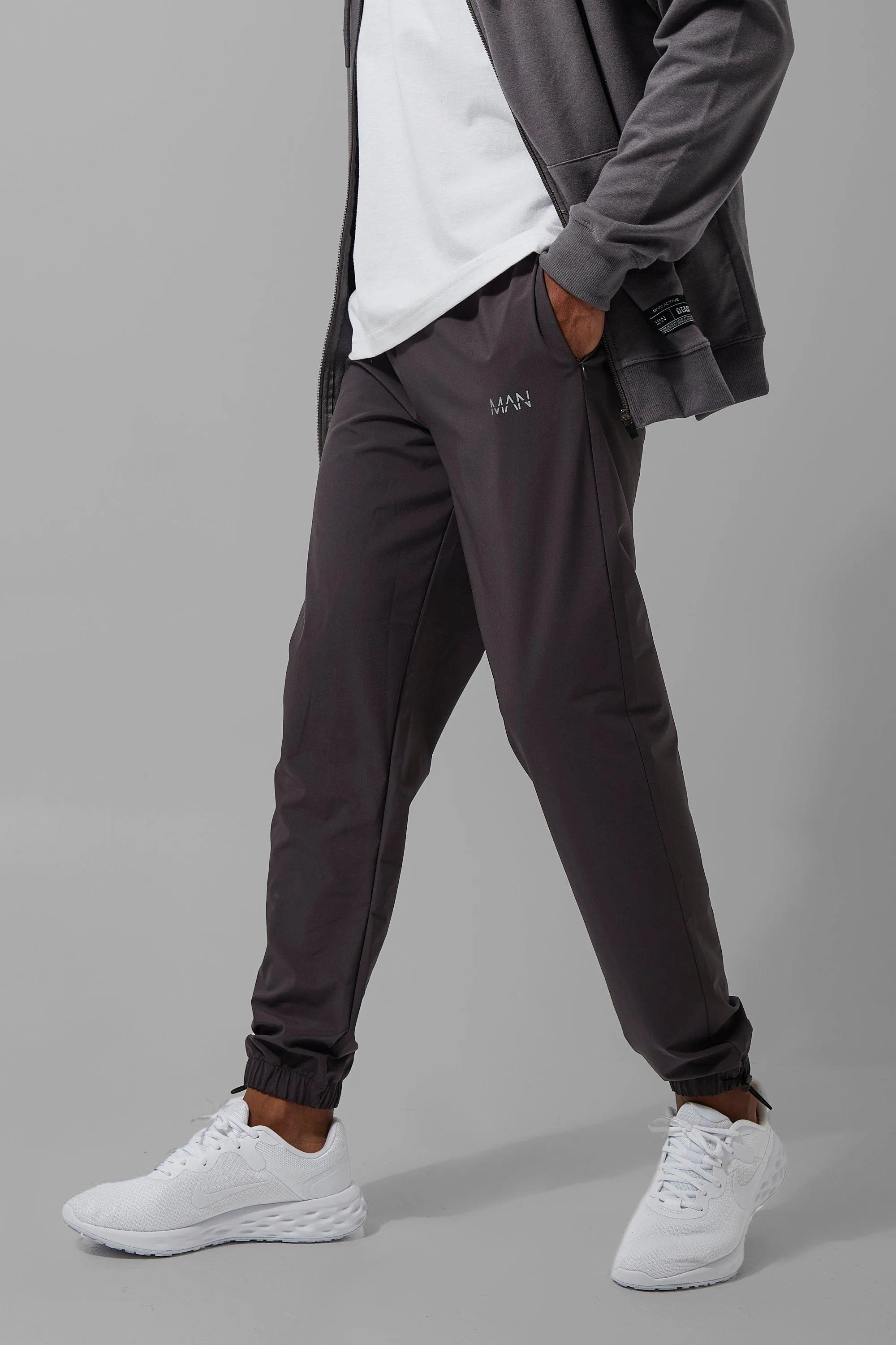 Man Active Bungee Toggle Hem Joggers | boohooMAN UK