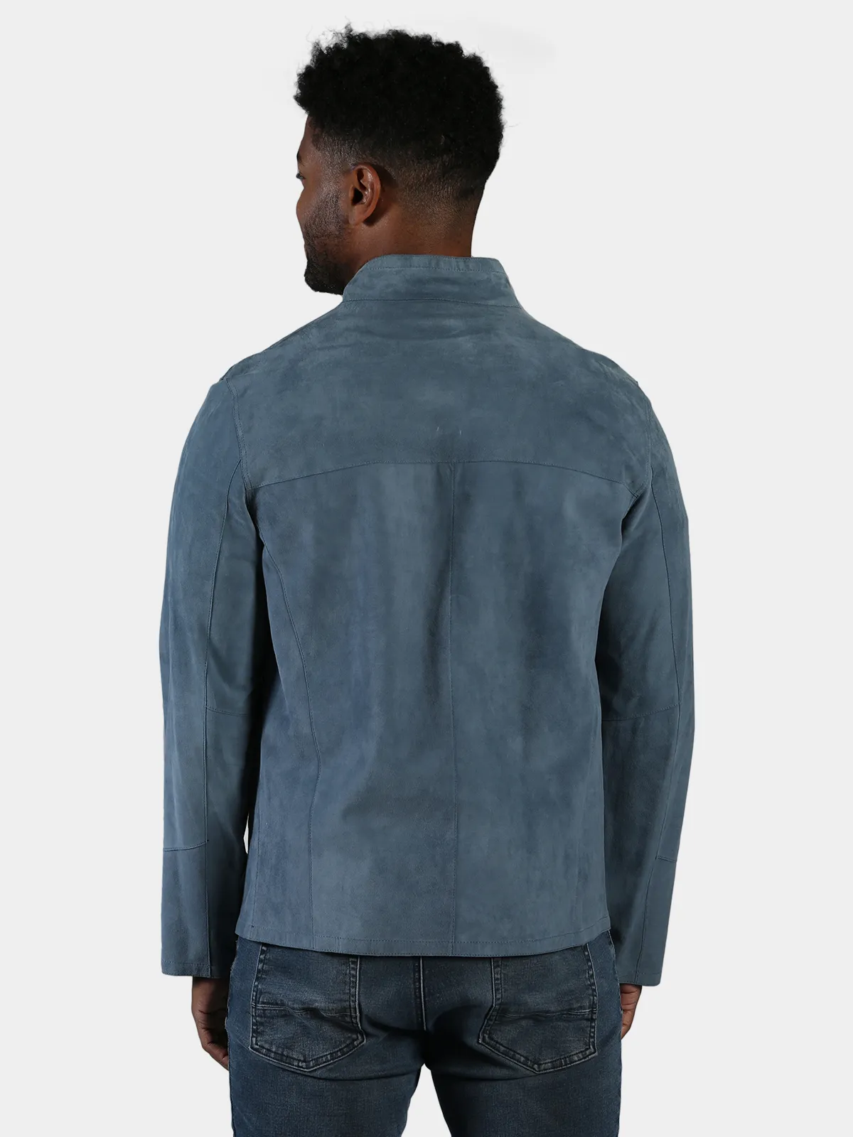 Man's Blue Suede Jacket Reversible to Navy Leather  - Estate Furs