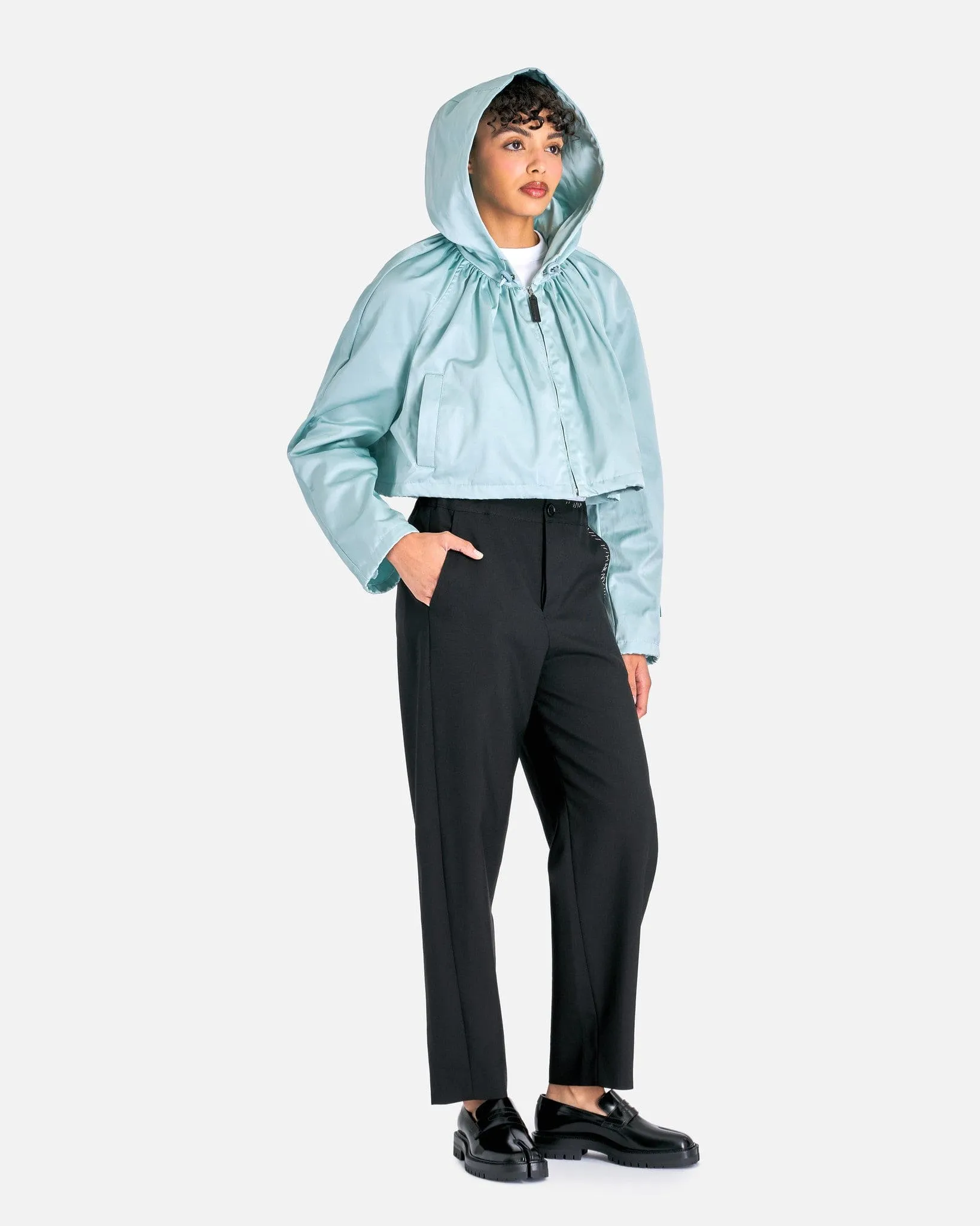 Marni Water Repellent Raffeta Cropped Jacket in Aquamarine