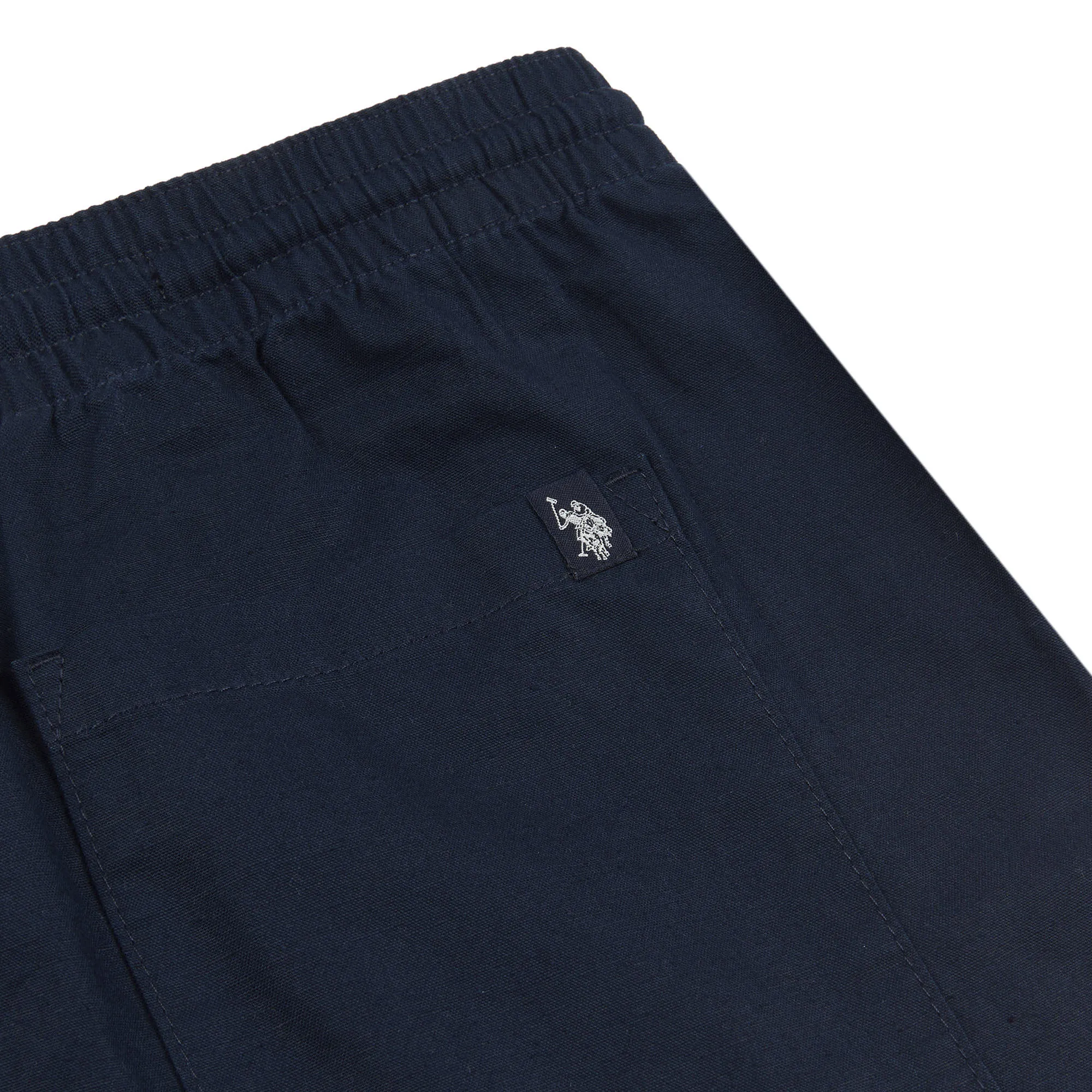 Mens Linen Blend Drawstring Trousers in Dark Sapphire Navy