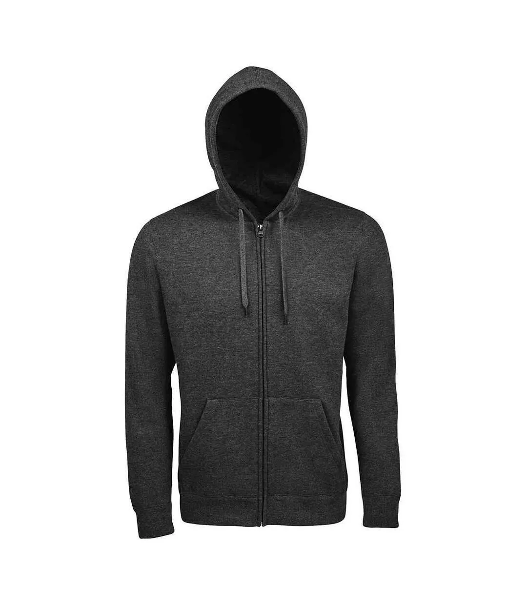 Mens seven full zip hooded sweatshirt / hoodie charcoal marl SOLS