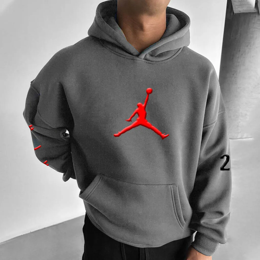 Men's Vintage Basketball Print Oversized Hoodie 