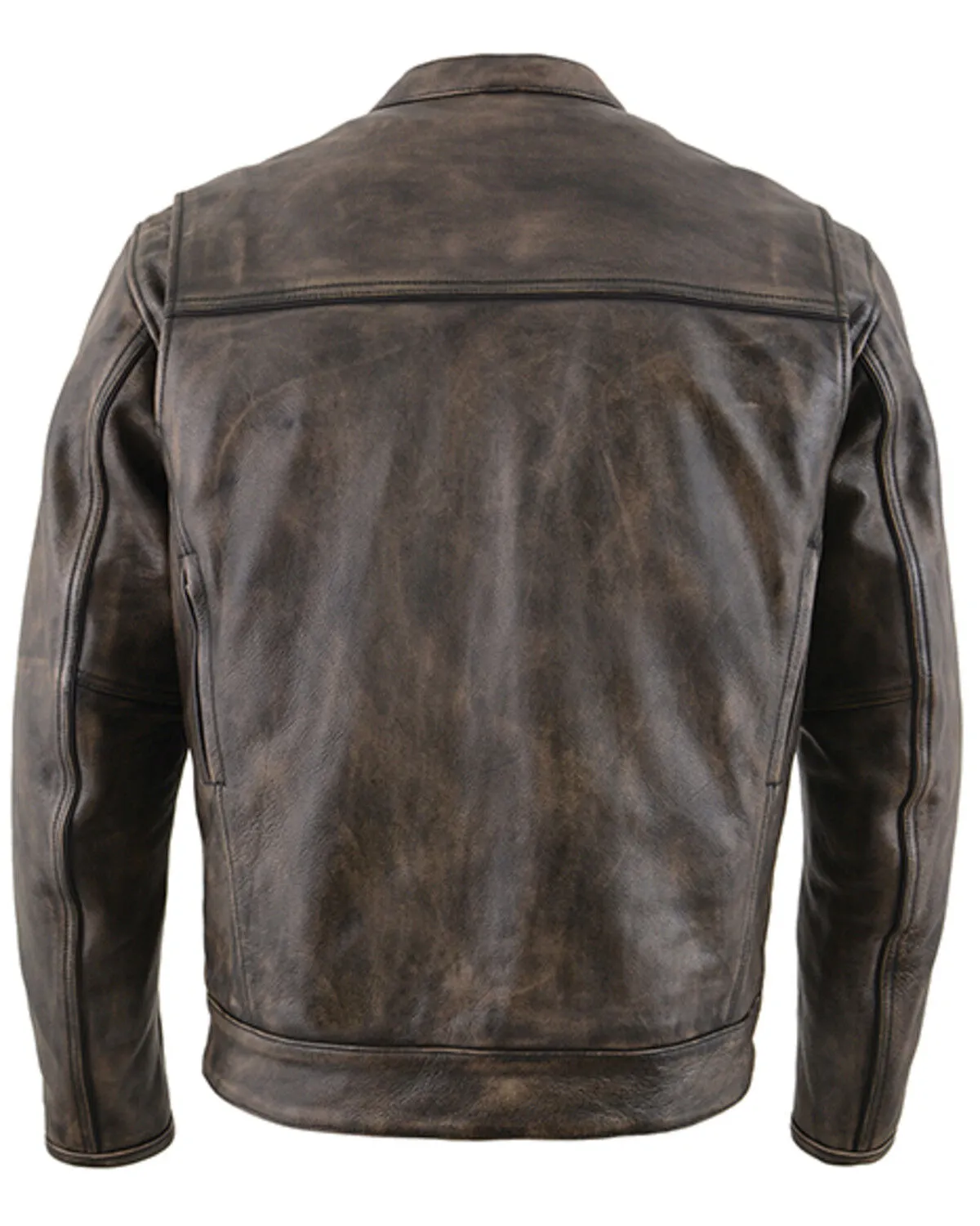 Milwaukee Leather Men's Distressed Concealed Carry Leather Motorcycle Jacket - 4X