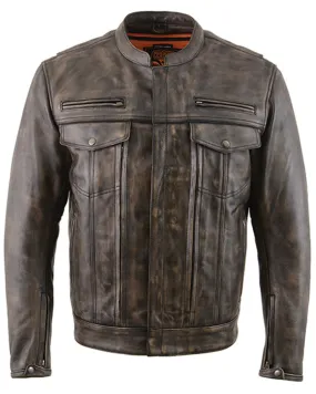 Milwaukee Leather Men's Distressed Concealed Carry Leather Motorcycle Jacket - 4X