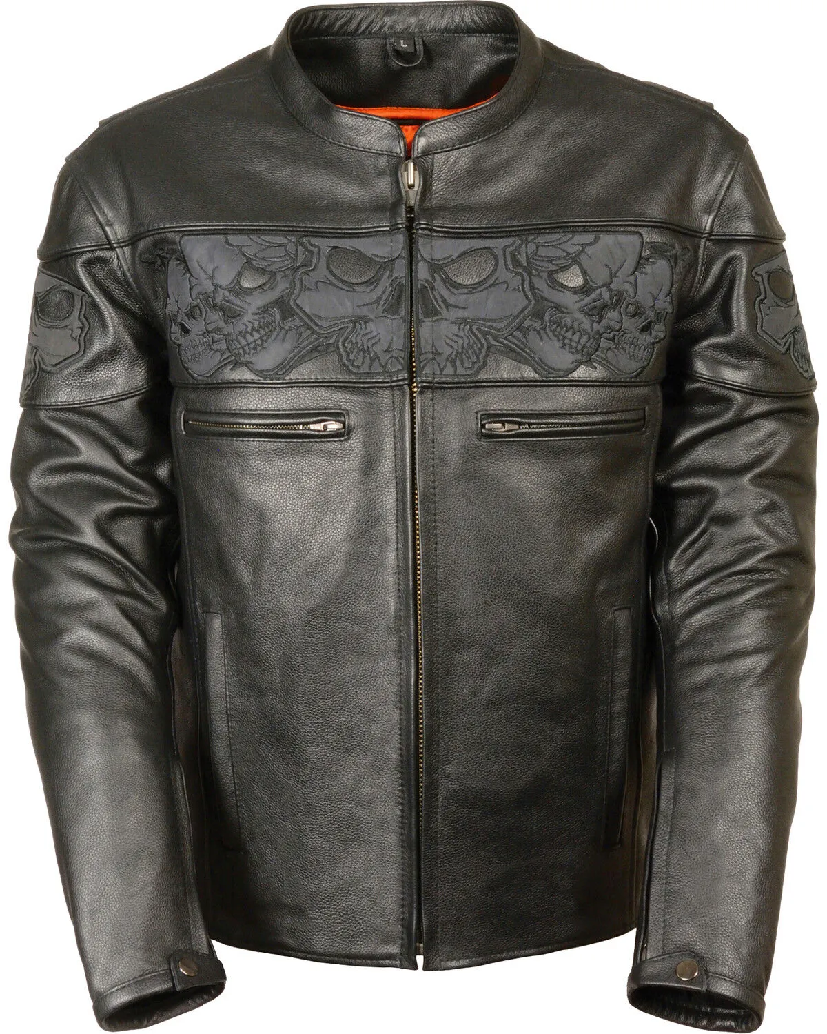 Milwaukee Leather Men's Reflective Skull Crossover Scooter Jacket - 4X