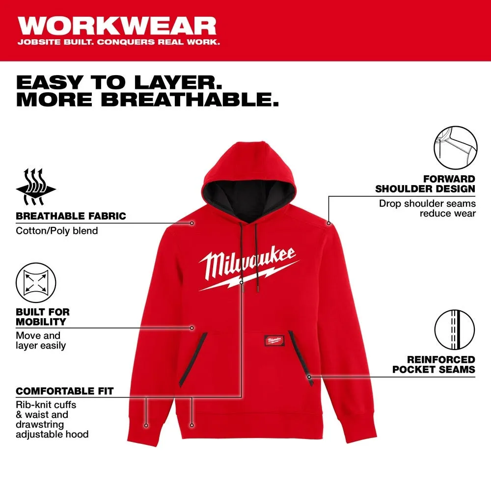 Milwaukee Tools Midweight Pullover Hoodie Red 352R