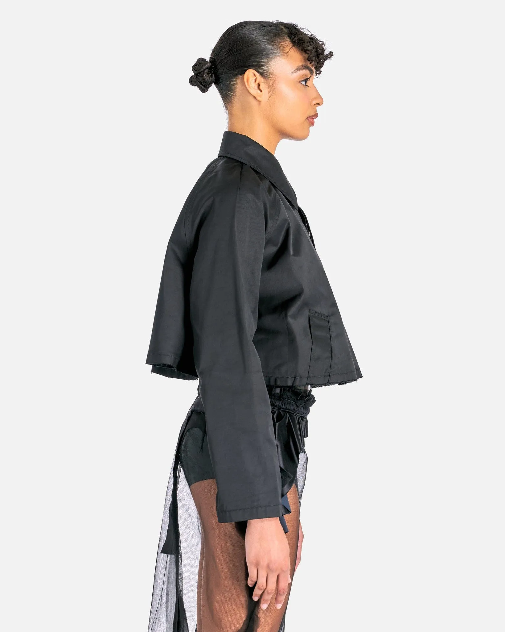 MM6 Maison Margiela Polyester Twill Cropped Jacket in Black