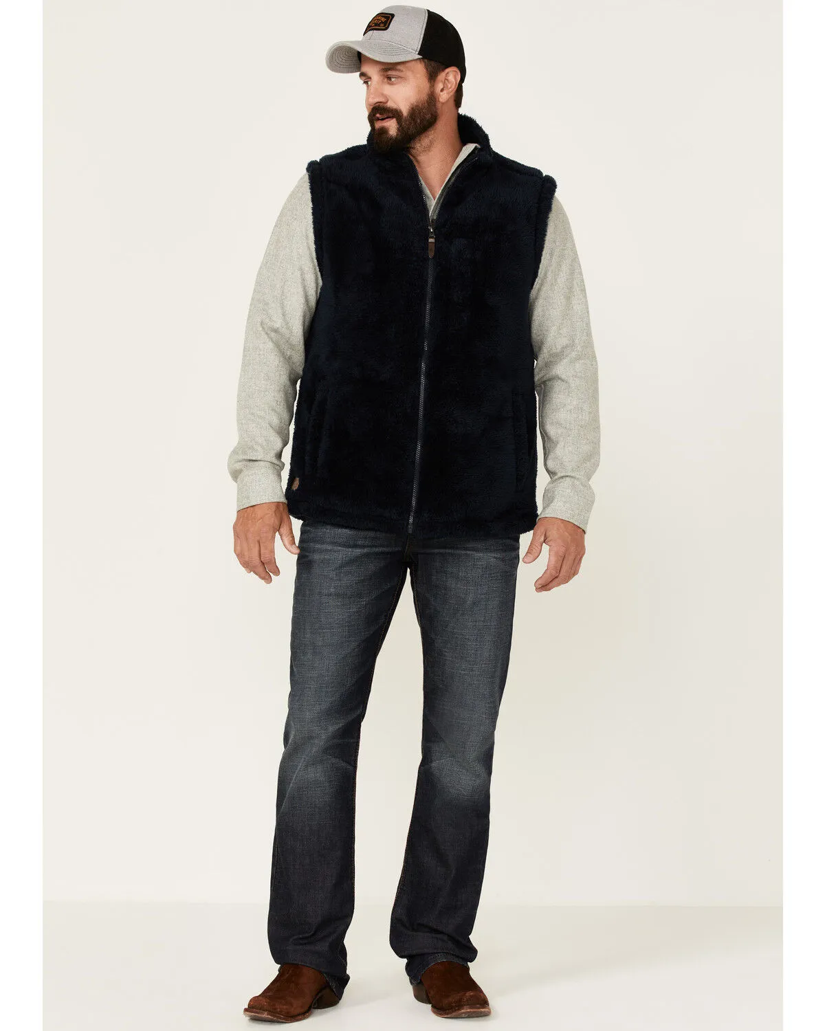 Moonshine Spirit Men's Kern Valley Faux Fur Zip-Front Fleece Vest