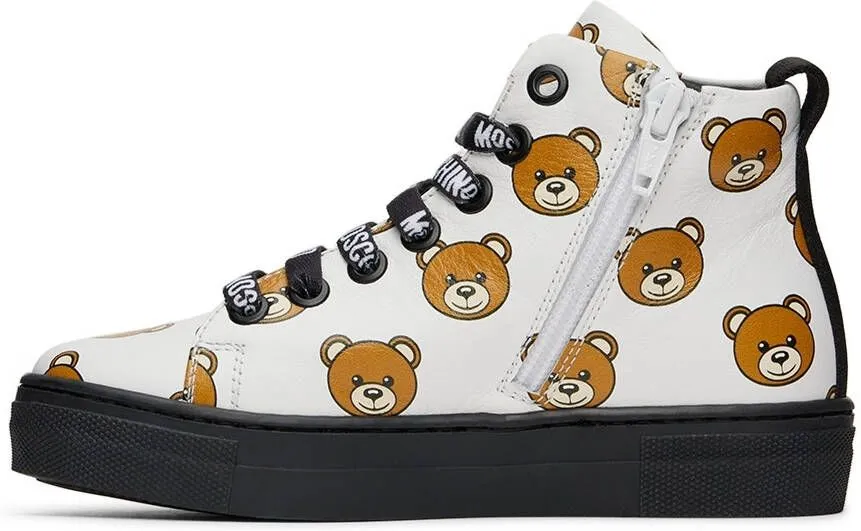 Moschino Kids White Teddy Print Sneakers