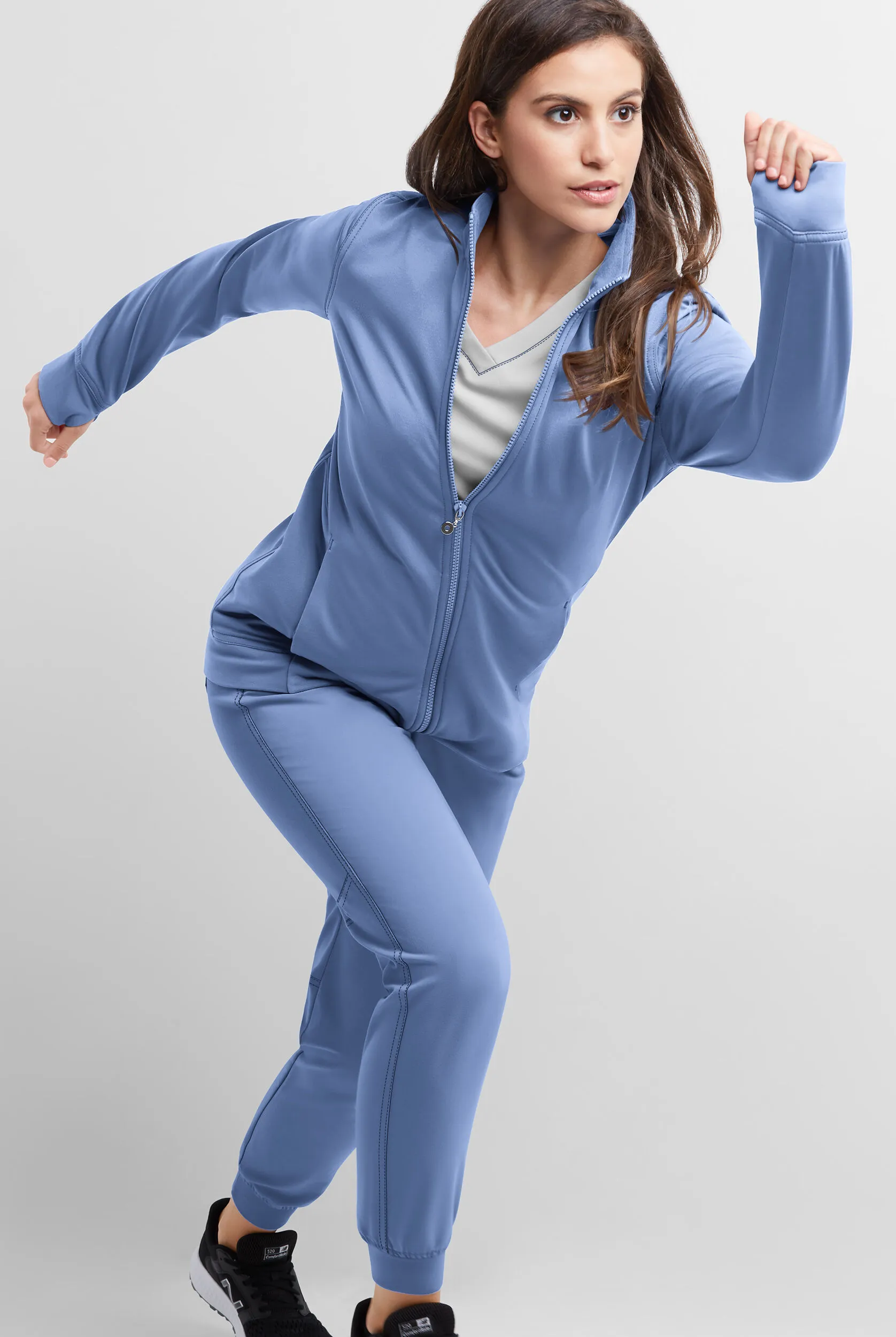 MOVEMENT by Butter-Soft Adara Women's 3-Pocket Long Sleeve Zip Front Warm-Up STRETCH Scrub Jacket