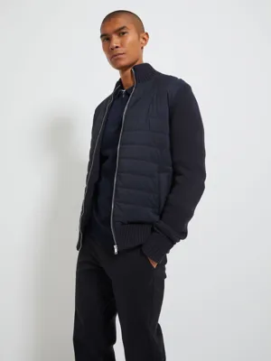 Navy Half Padded Zip Up Knitted Jacket | Men | George at ASDA