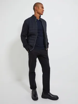 Navy Half Padded Zip Up Knitted Jacket | Men | George at ASDA