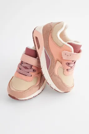 Neutral/Pink Elastic Lace Chunky Trainers