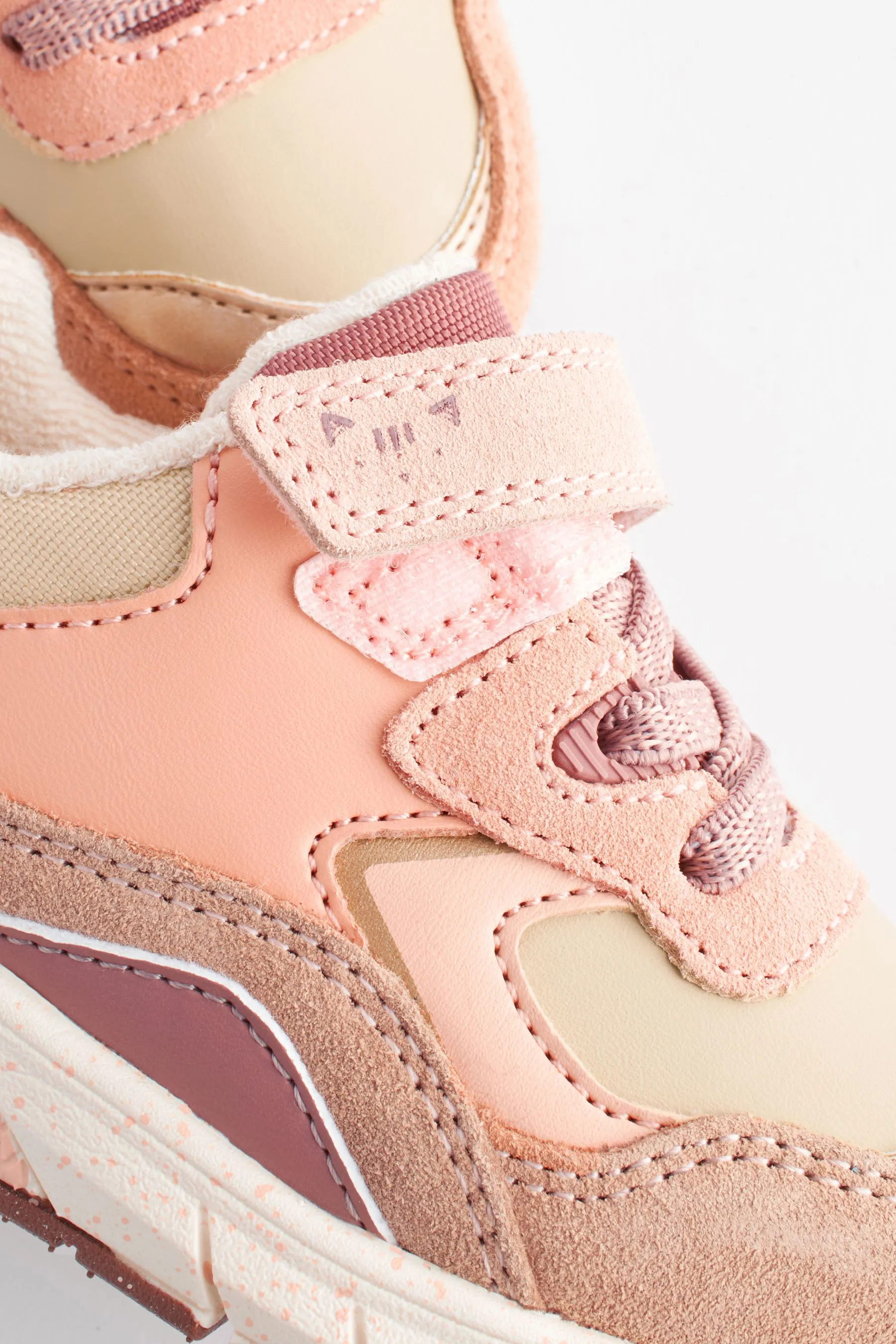 Neutral/Pink Elastic Lace Chunky Trainers