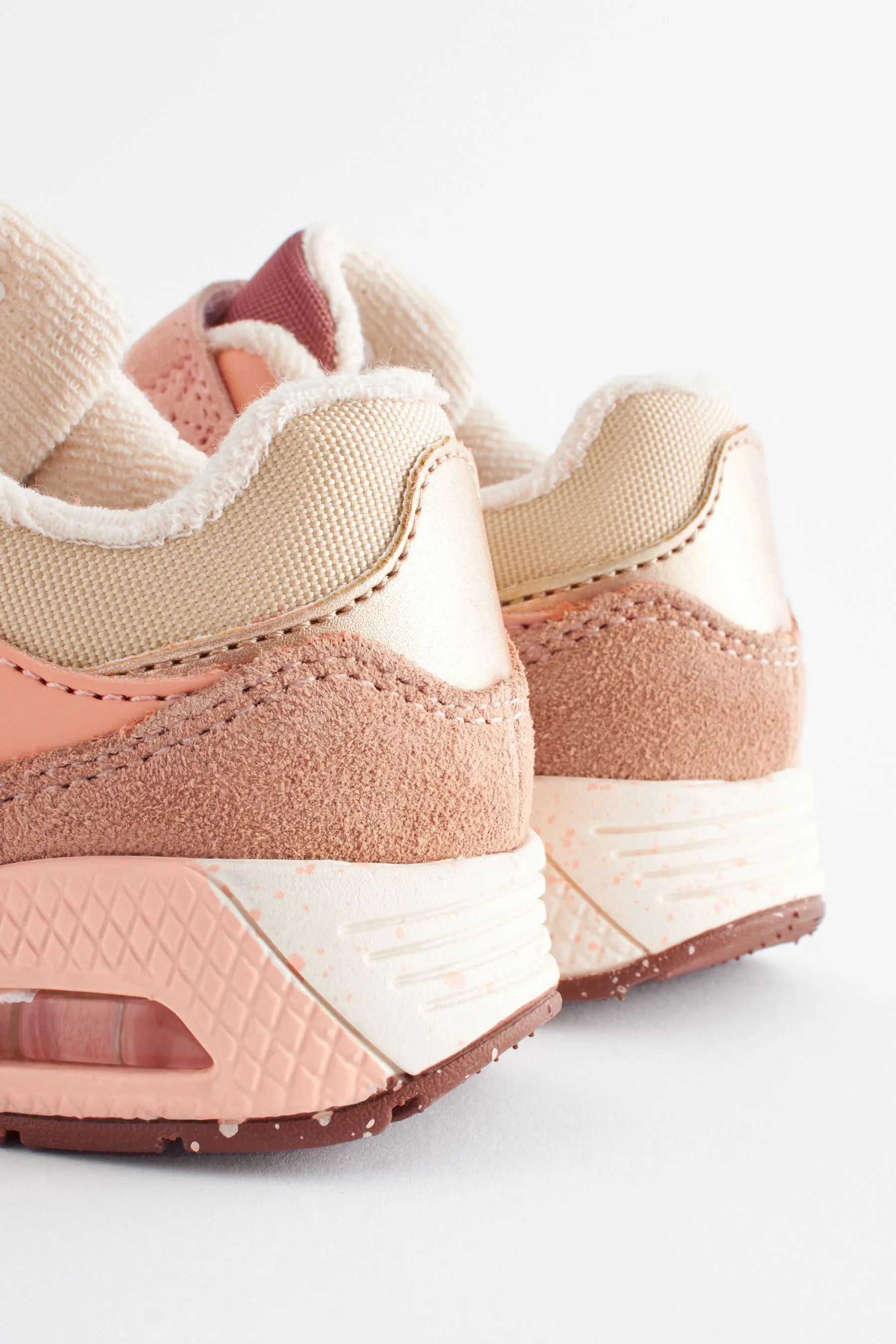 Neutral/Pink Elastic Lace Chunky Trainers