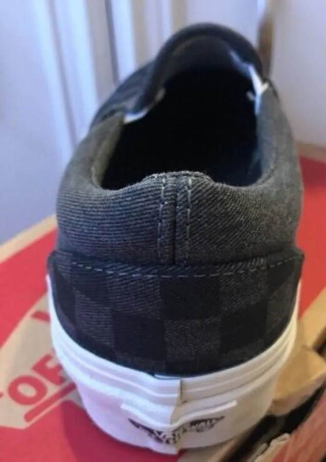 New Vans Slip-on Chex Checker Gray Overwashed Black Wome...