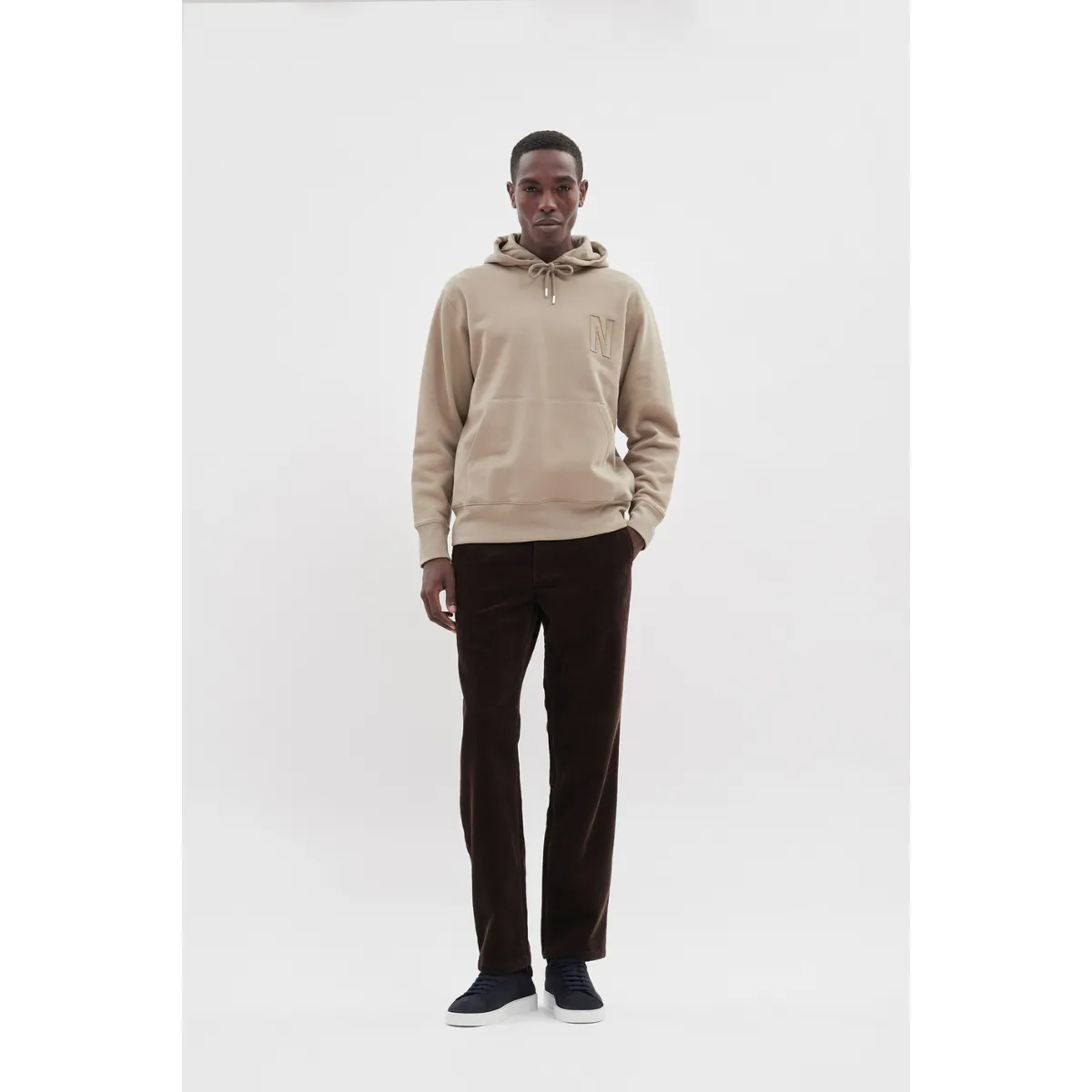 Norse Projects   Arne Relaxed Fleece N Logo Hoodie Sand