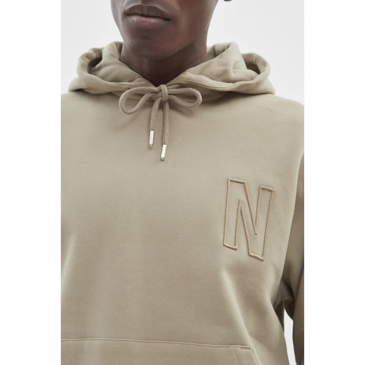 Norse Projects   Arne Relaxed Fleece N Logo Hoodie Sand