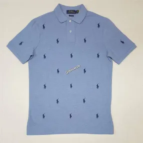 Nwt Polo Big & Tall Baby Blue Allover Small Pony Embroidered Classic Fit Polo