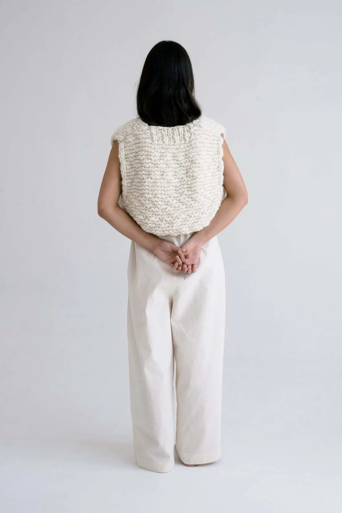 Ound Hand Knitted Acacia Wool Vest - Ivory