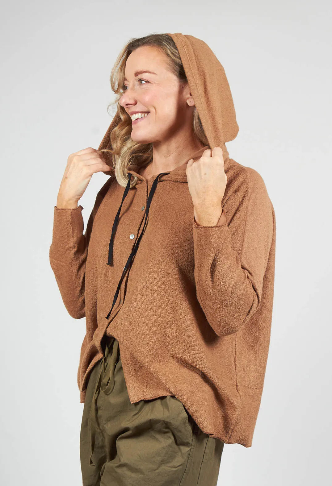 Oversized Hooded Cardigan F in Pottery