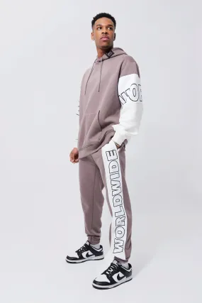 Oversized Worldwide Colour Block Hooded Tracksuit