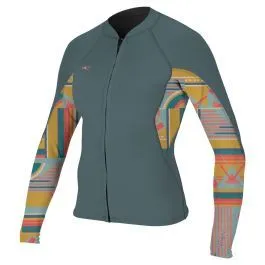 O'Neill Bahia Womens 1/0.5mm Full-Zip Wetsuit Jacket - Shade/Arta Geo / Shade