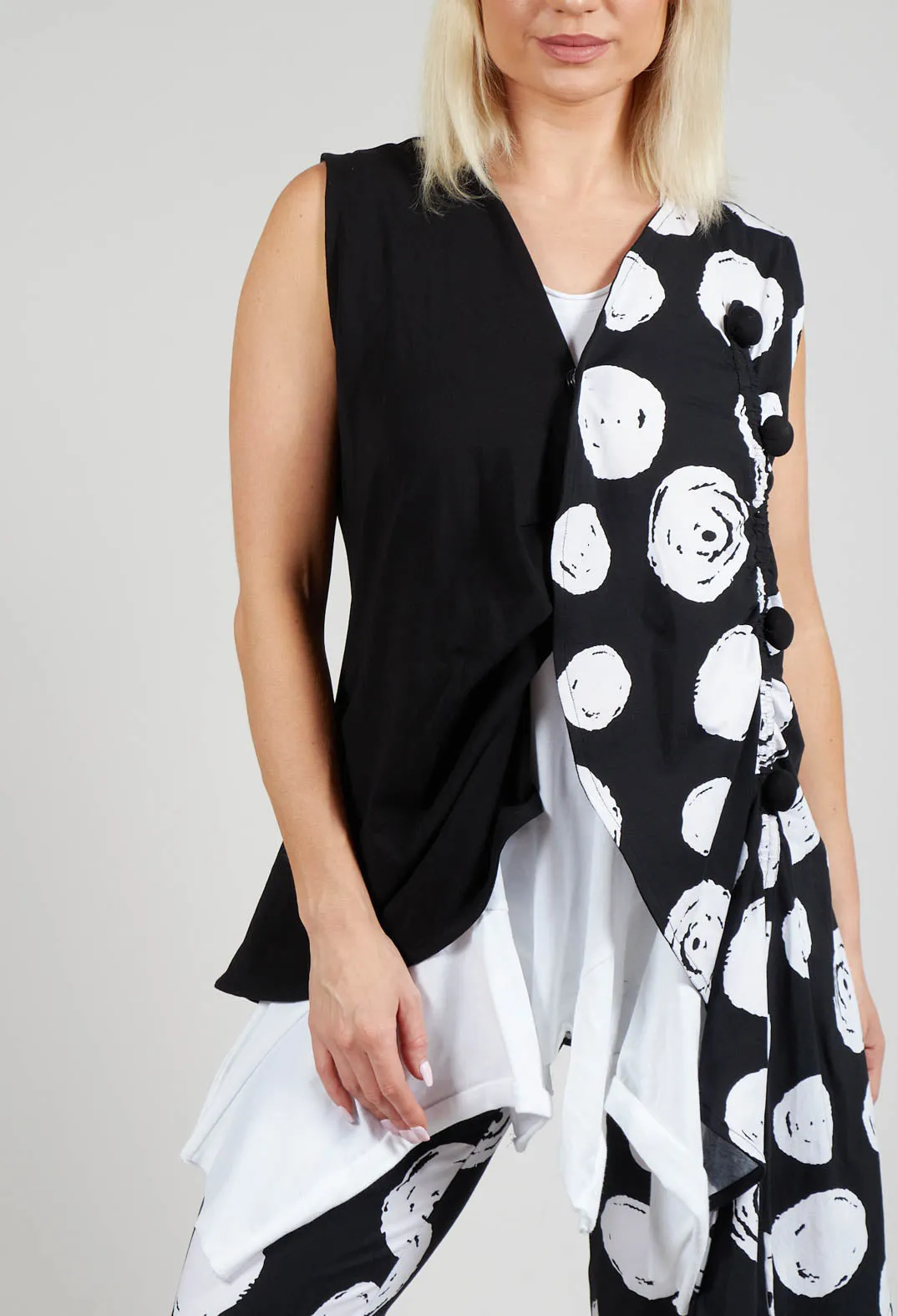 Paint Polka Dot Print Waistcoat in Black