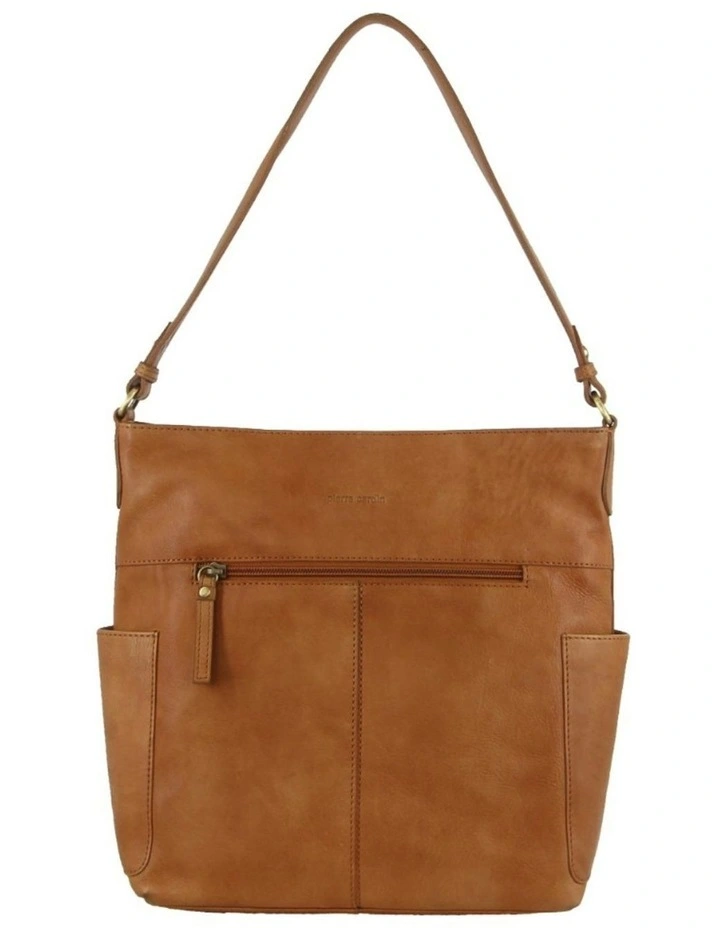 Pierre Cardin Ladies Leather Stitch-design Hobo Bag in Camel