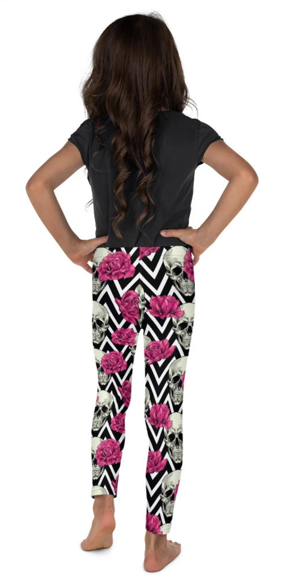 Pink Roses and Skulls Kid's Leggings