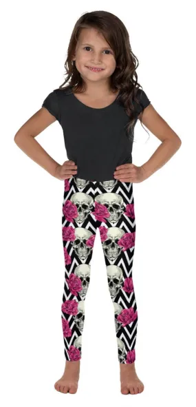 Pink Roses and Skulls Kid's Leggings