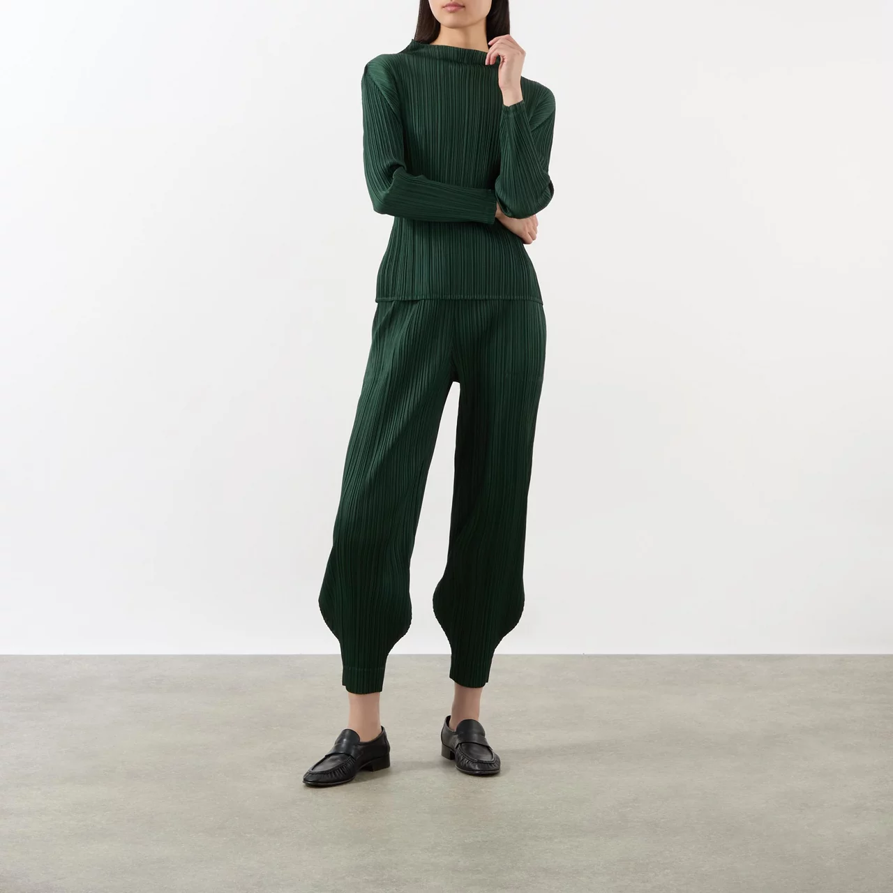 PLEATS PLEASE ISSEY MIYAKE October Cuffed Pleated Trousers - Deep Green