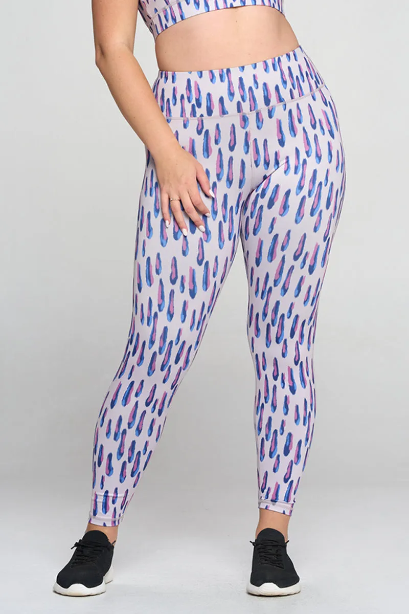 Plus Size Abstract Purple Spotted Active Leggings