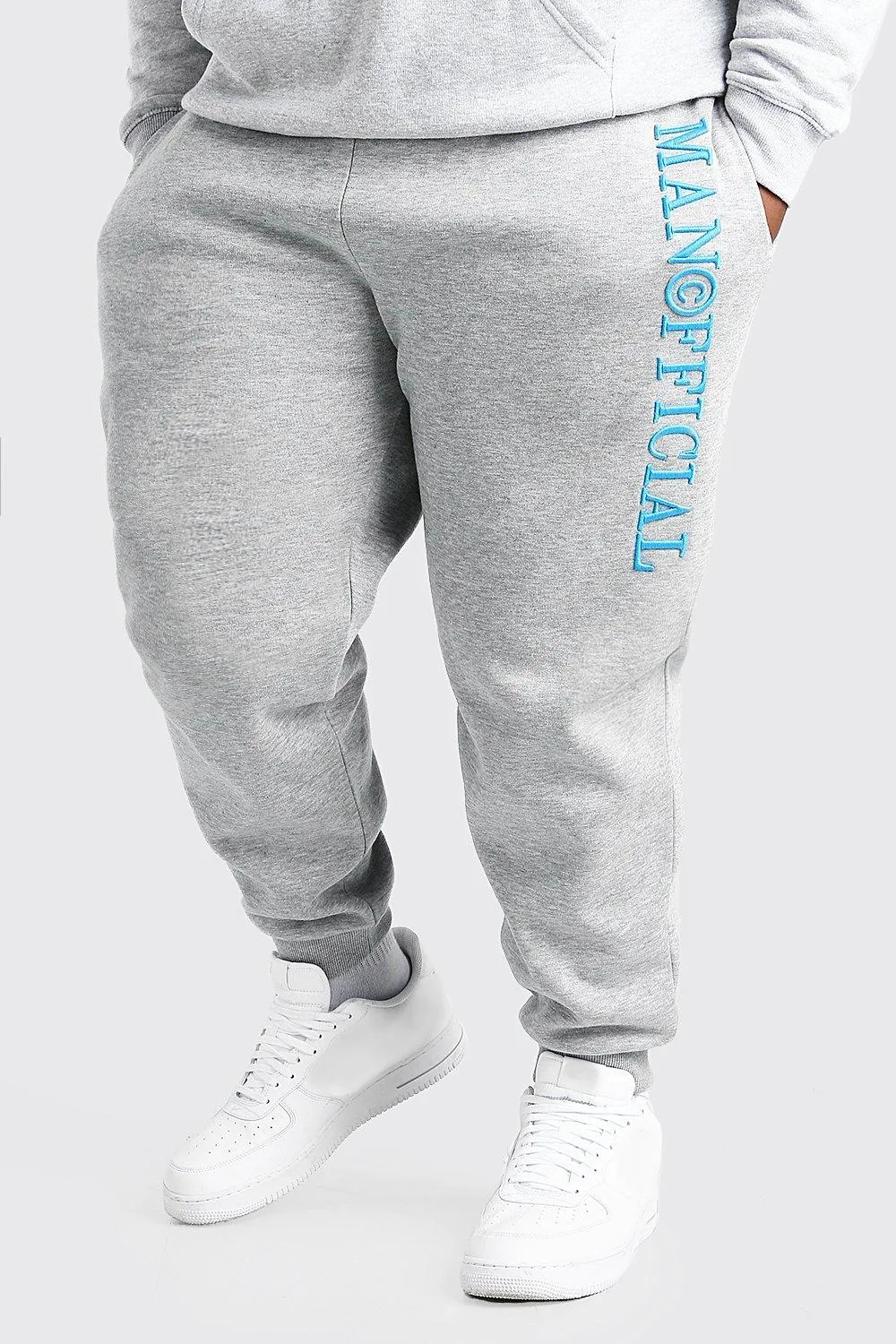 Plus Size MAN 3D Embroidered Joggers | boohooMAN UK