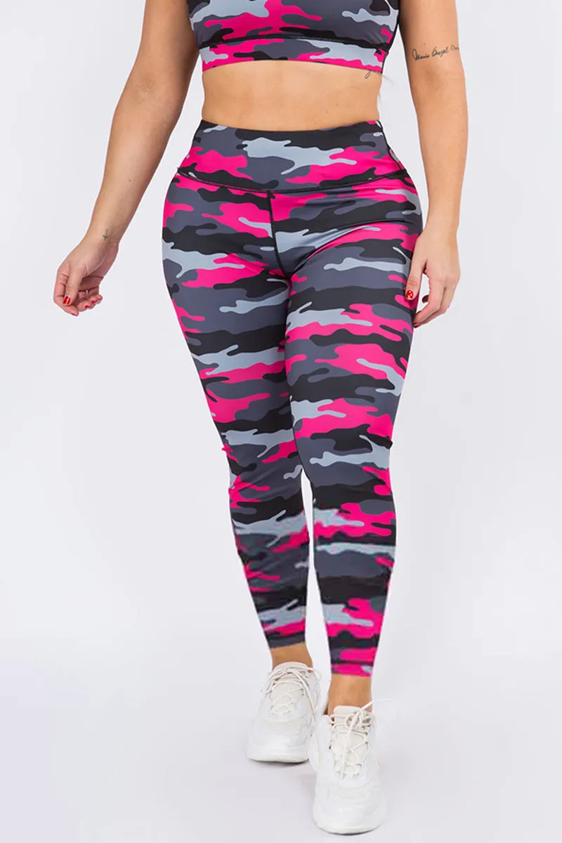 Plus Size Play it Up Pink Camo Active Leggings