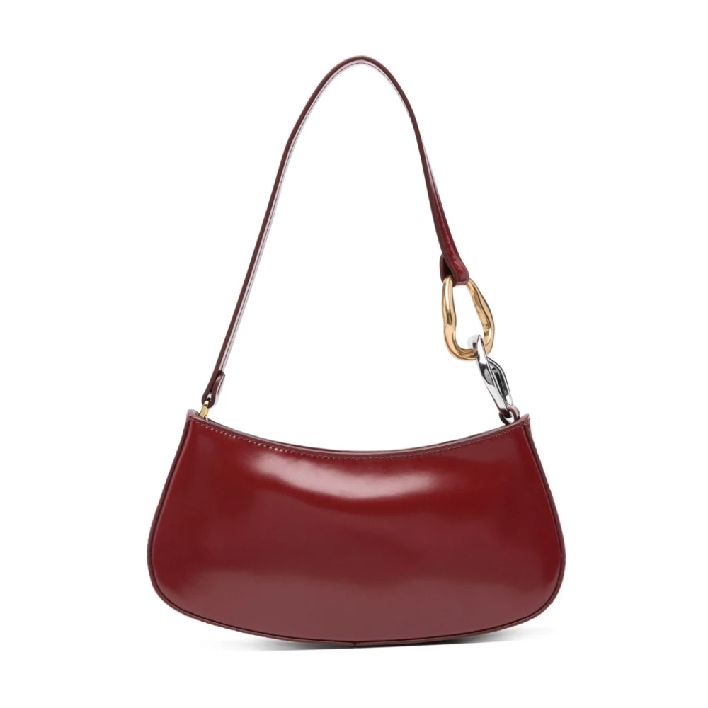 Polished Leather Mini Shoulder Bag with Hardware Design