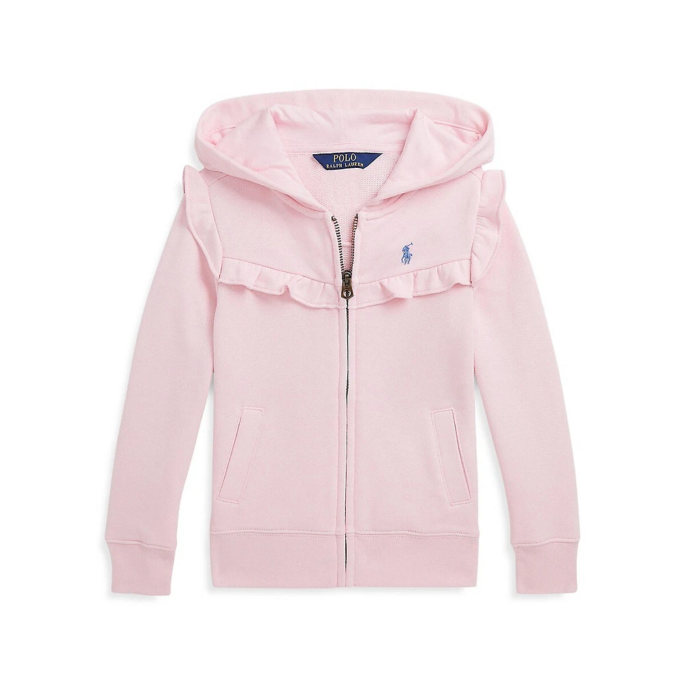 Polo Ralph Lauren Little Girl's Ruffled Terry Full-Zip Hoodie