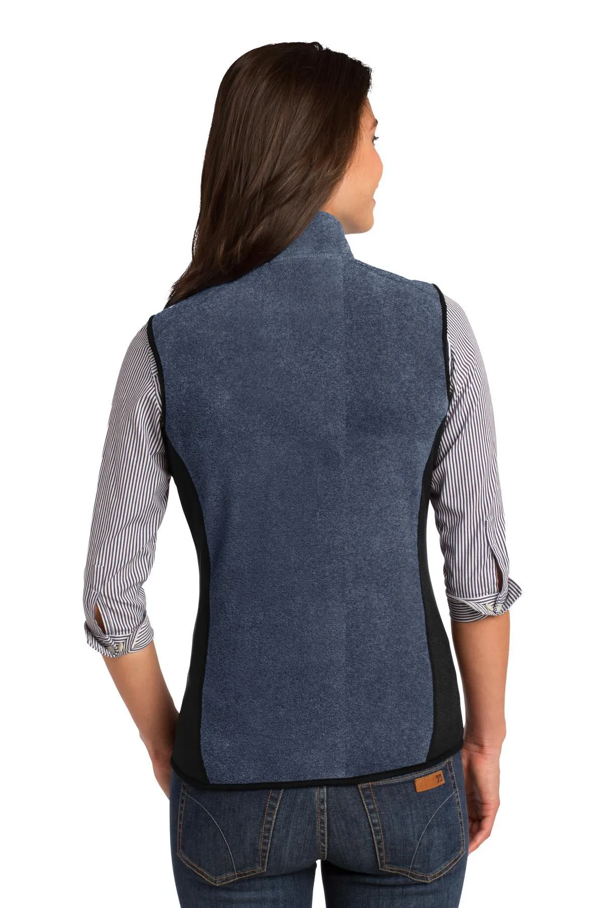 Port Authority Ladies R-Tek Pro Fleece Full-Zip Vest L228 Navy Heather/ Black