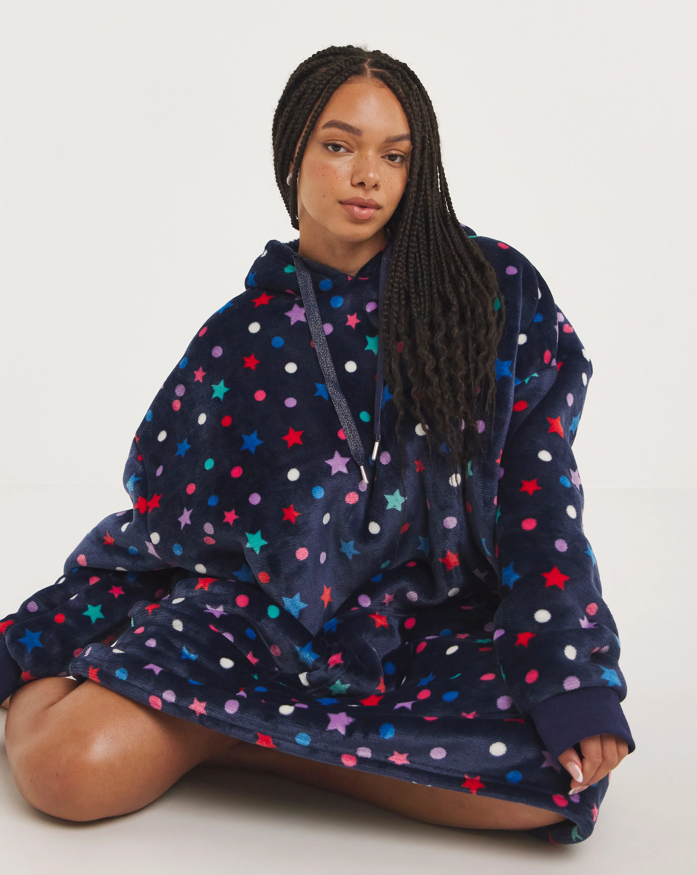 Pretty Secrets Fleece Oversized Hooded Lounge Dress | Simply Be