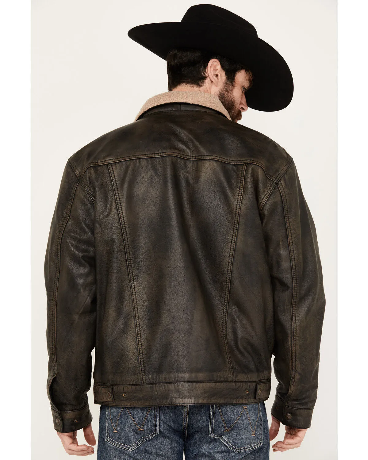 Product Name:  Cripple Creek Men's Sherpa Lined Leather Jacket