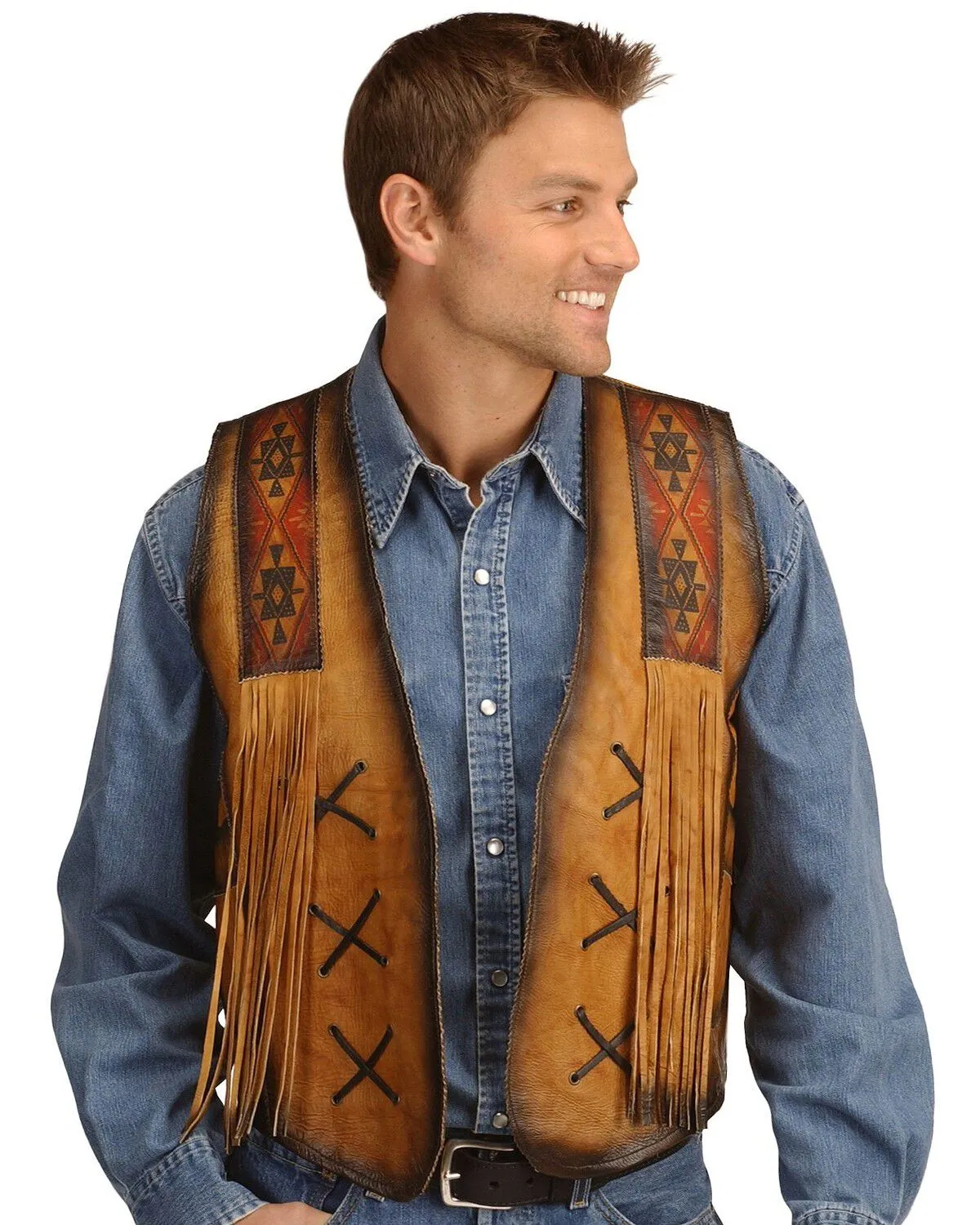 Product Name:  Kobler Leather Vest with Bull Skull Design