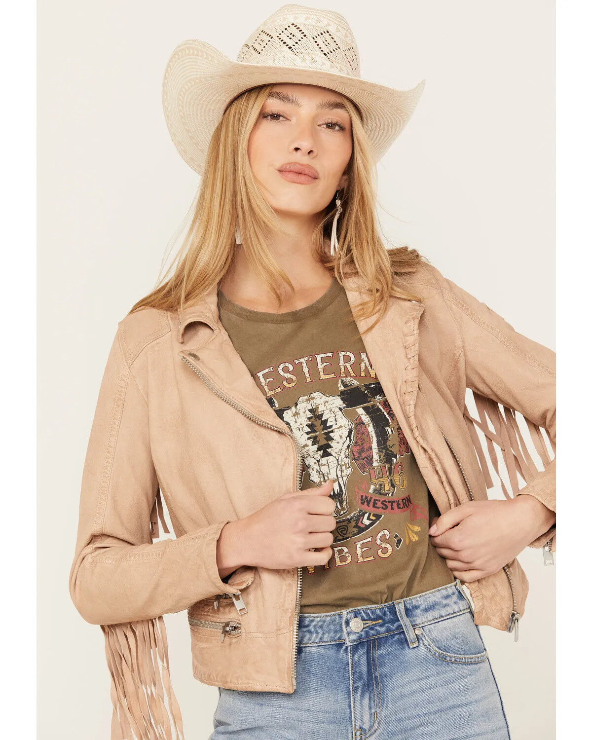 Product Name:  Mauritius Leather Women's Zoe RF Fringe Leather Jacket