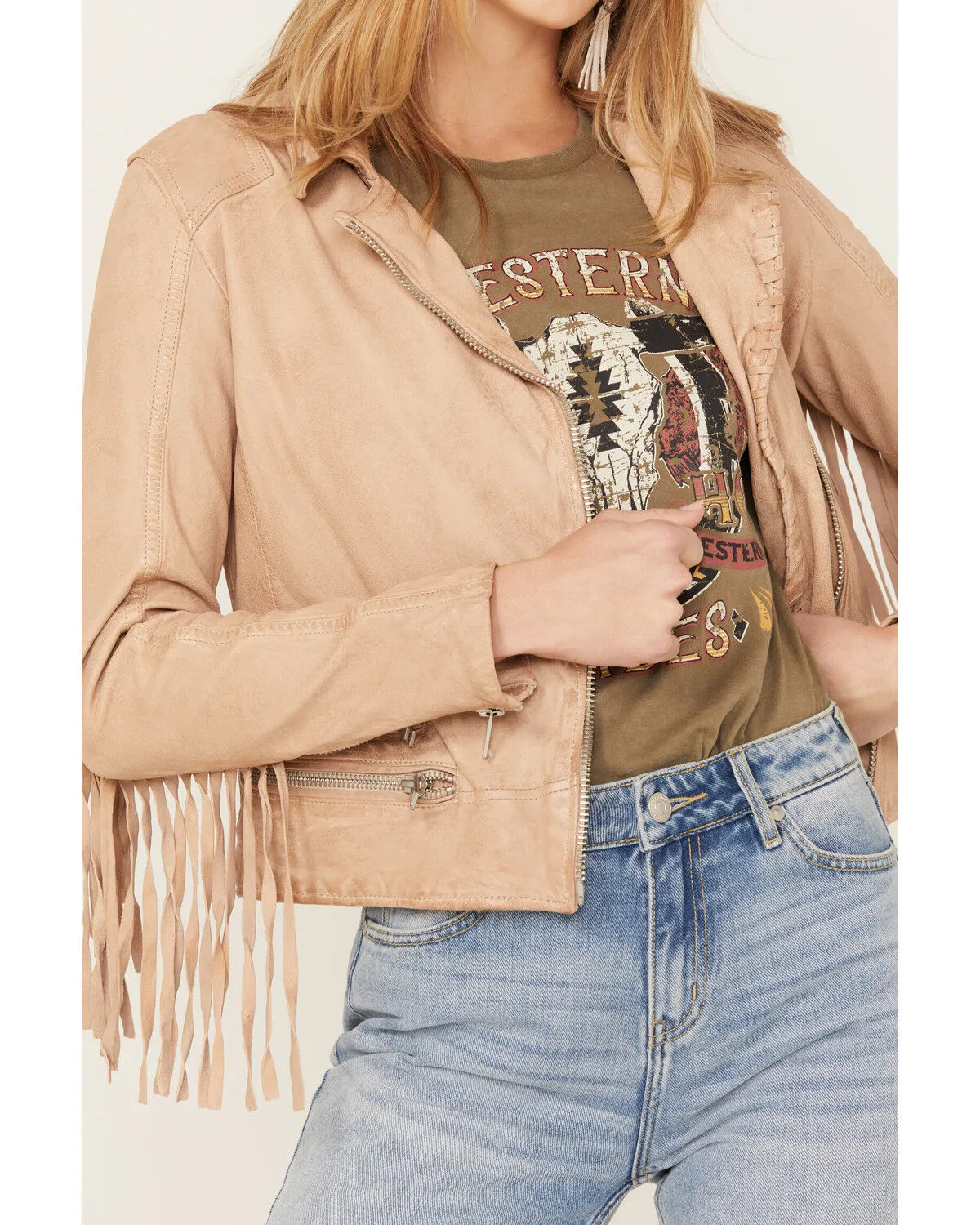 Product Name:  Mauritius Leather Women's Zoe RF Fringe Leather Jacket