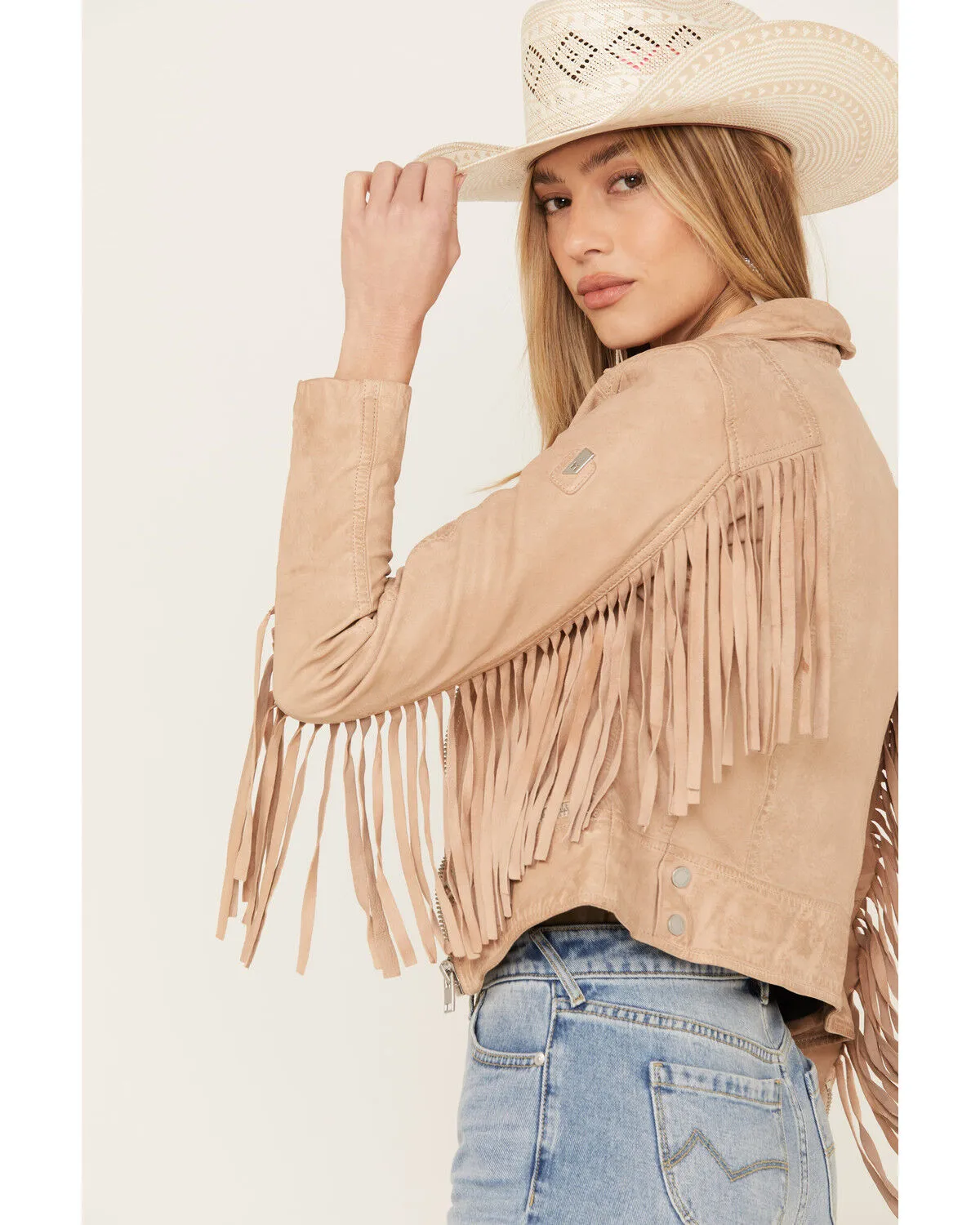 Product Name:  Mauritius Leather Women's Zoe RF Fringe Leather Jacket